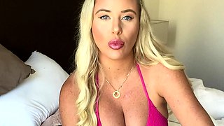 Big Boobed Blonde Masturbates With A Dildo In The Bathroom