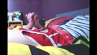 Sammy Andrews cumming on superhero underwear