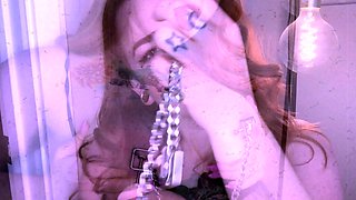 Latex slut solo anal masturbation