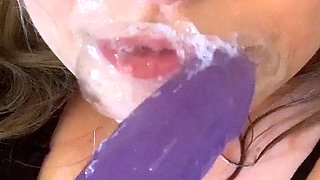 Blonde tight pussy babe solo toy fun in glamour masturbation