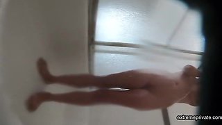 filming my nerdy stepsister in the douche