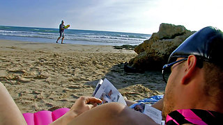 threesome on the beach with madness blowjob