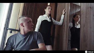 Time Stop Hypnosis: Bratty Teen Matty Mila Perez Frozen for Old Handyman's Free Use
