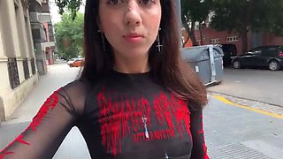 Katty West Loves Walking Covered in Cum - Street Facial Compilation