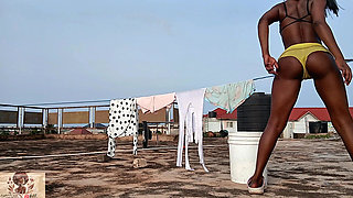 Washing My Daddy's Clothes After Her Fucked the Piss Out My Pussy!!