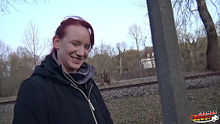 German Scout - Freckled Redhead Ginger Ella Rose Pick up for First Time Porn Casting Sex