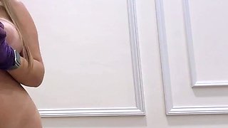 Busty big titted babe milks your dick while trying on