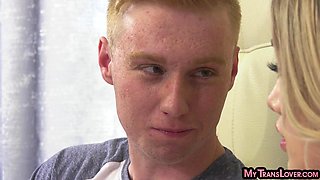 Tattooed and pierced skinny TS teen bareback nailed