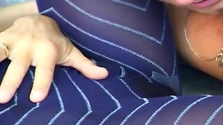 German Lady Got Cum All Over Her Pantyhose