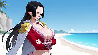 Boa Hancock gets fucked in her pussy and ass on a deserted island! Uncensored One Piece Hentai
