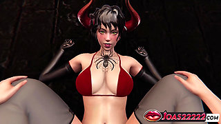 Devil Abelin with Tattoos in Hot 3D Hentai - POV Missionary Position, Tied Pose Lifted with Close-up Views, Cowgirl Creampie
