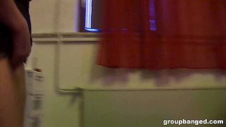 Guys Stand in Line to CUM on 2 Gangbang Queens at GroupBanged