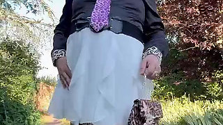 Dressed in a little white skirt for a night out