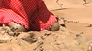 Julie Gets Messy in Mud - Huge Natural 38F Tits Swing in Wet Dirt Outside