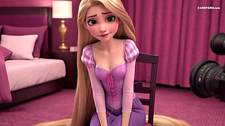 AI Generated Rapunzel In Sex Casting! Innocent Girl First Blowjob