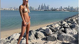 Swims Naked In Sea And Walks Along Beach With Monika Fox