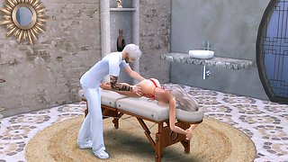 Sensual massage and sex for big breasted 3D seductress