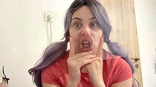 Silly Face Fetish and Squirting Milk Onto a Glass Table