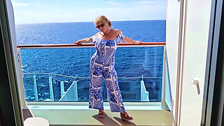MILF Mature Mommy Housewife Rubbing her Big Tits Pussy on a Cruise Ship
