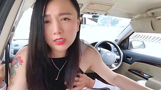 Asian Girl Has Public Car Sex with Uber Driver and Swallows