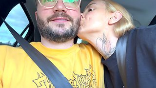 Perfect girlfriend sucked my cock inside the car and swallowed all the milk
