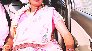 Indian Car Sex Pink Saree Bhabi Try to Fucking with Boy Friend. Telugu Firty Talks.