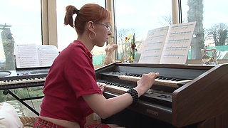 Amazing petite redhead student slut gets deep sodomized