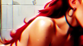 Slutty Redhead Punk Babe Gangbanged in Public Restroom - Cum Everywhere (4k Ai Generated Animation)