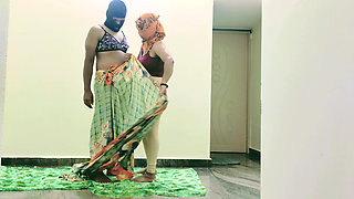 Desi Sissy boyfriend wearing saree and fucking girlfriend
