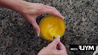 A seasonal treat, featuring a mature, attractive woman named Sofie Marie, likened to a pastry or batter.