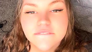 Big tit brunette sucks a big cock blowjob POV