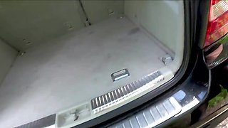 Energised milf with curvy body fucks her boyfriend in the car trunk