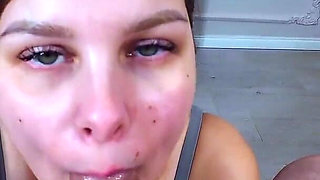 Hot Amateur Sucking Cock and Taking Cumshot Like a Pro