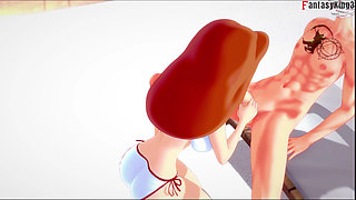 Jessica Rabbit blowjob in public pool