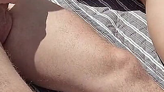 Masturbation with My Stepfather on a Nudist Beach, He Touches My Tits and I Touch His Cock