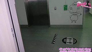 German neighbor with glasses does blowjob at stranger in the basement