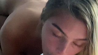 Public blowjob from an amateur brunette babe in POV video