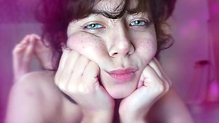 Pink Pussy Fucked With Big Dildo, Green Eyes And Deep Eye Contact