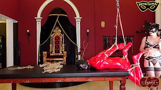 Slave Training at Hotel Asgard Part 6: Femdom Mistress Ties Up Male Slave in Rope Bondage