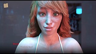 Busty redhead with a big ass plays PC games