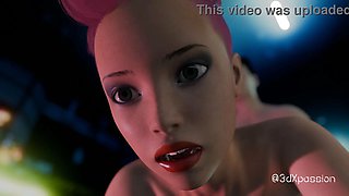 Big tits street wear girl gets fucked hard in dark neon room. Cyberpunk style
