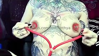Blonde tight pussy babe solo toy fun in glamour masturbation