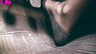 Pedal Pumping in Black Flats with Leoparded Top