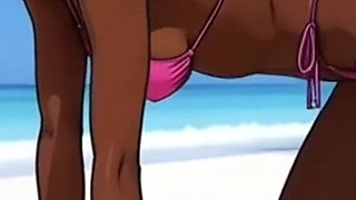 Beach Slutty: Sexy African Girl Enjoys Life on a Paradise Beach and Unexpectedly Meets a Lustful White Guy