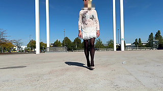 On the road in chastity at the Reim Arcaden