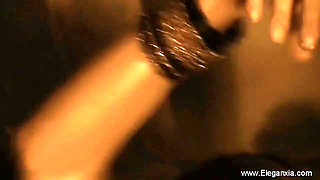 Small tits brunette playing with her body