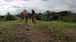 Outdoor Sex On Halloween With Two Latinas