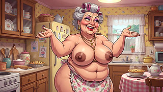 Ai Grannies Naked in Kitchen