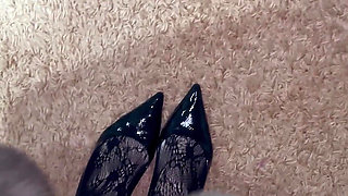 Playing with My Legs in Sexy Stockings and Heels