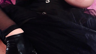 JOI jerk off instruction with countdown - blonde MILF with big natural boobs in gothic dress (Arya)